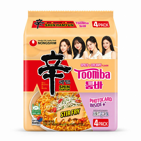 Lamen Shin Ramyun Toomba Aespa 4x137g com Photocard