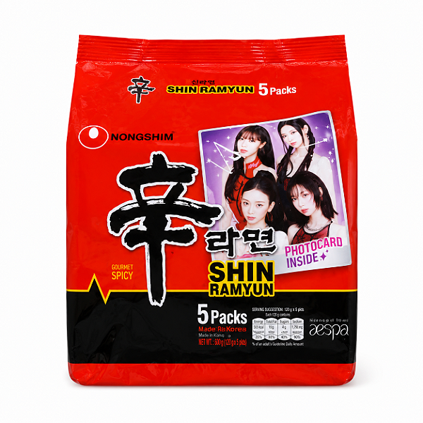 Lamen Shin Ramyun Aespa 5x120g com Photocard Nongshim