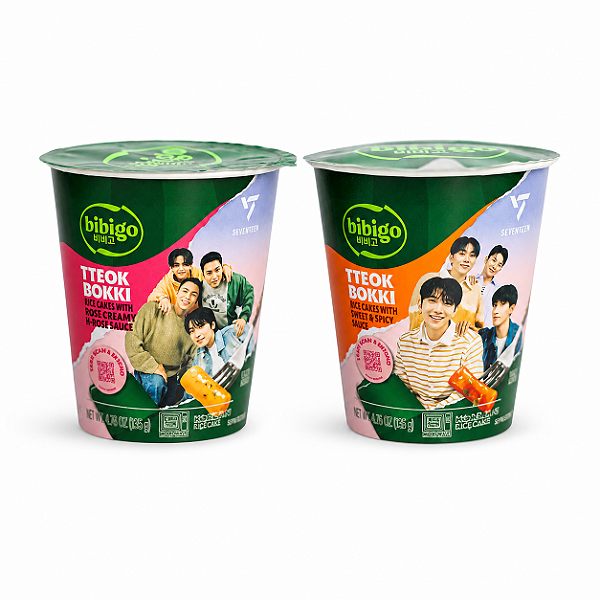 Kit 2 Topokki Bolinho de Arroz Coreano Bibigo Sabores Variados Edição Especial Seventeen