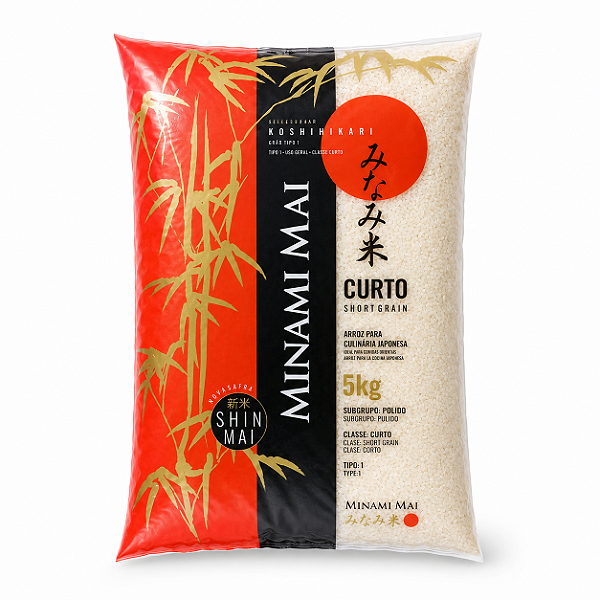 Arroz Azuma Minamimai Grão Curto 5kg para Sushi e Gohan