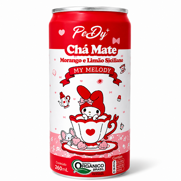 Chá Mate Pedy+ My Melody Morango e Limão Siciliano 260ml