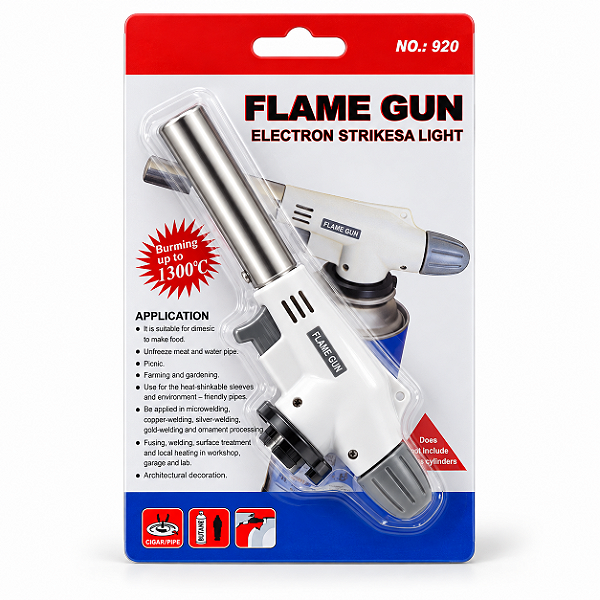 Maçarico Portátil Profissional a Gás Butano Culinário Branco – Flame Gun