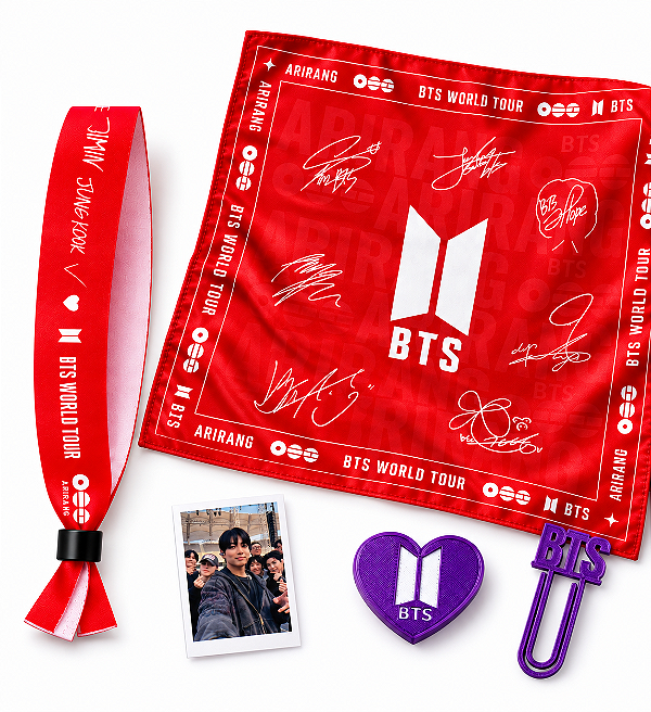 Kit Arirang BTS World Tour Lenço + Pulseira + Mini Kit ARMY