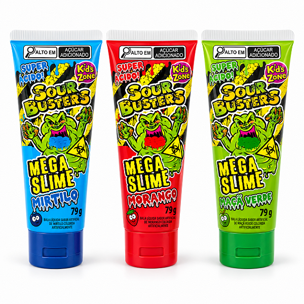 Bala Líquida Sour Busters Mega Slime 79g – Sabor Sortido