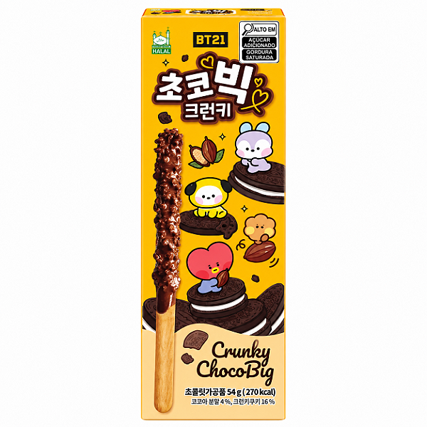Biscoito Coreano em Palitos Coberto de Chocolate Crocante BT21 Cruncky Chocobig 54g
