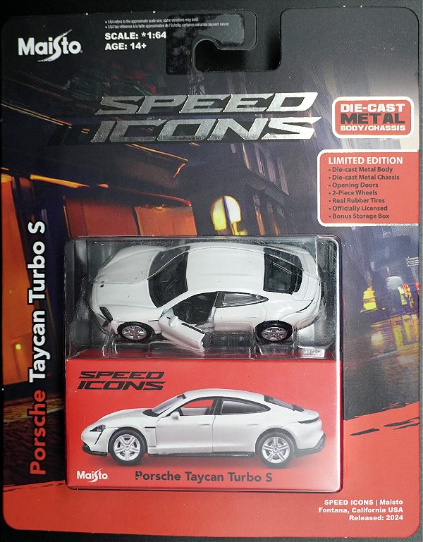 Porsche Taycan Turbo S - 15708 (White) | 1:64 | Speed Icons | Maisto