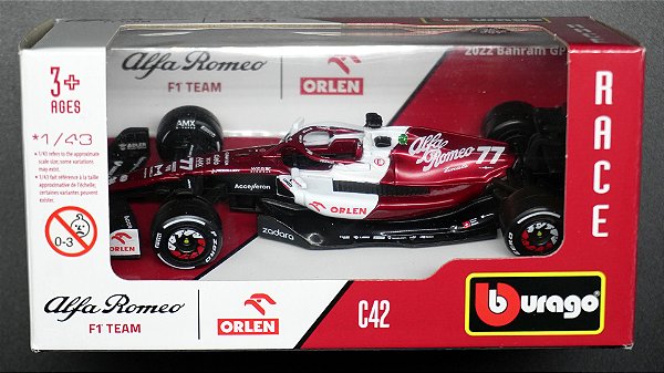Alfa Romeo F1 Team ORLEN C42 (2022) - 18-38067 | #77 Valtteri Bottas | Sem Capacete | 1:43 | Formula 1 | Bburago