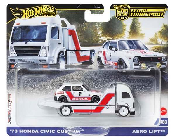 '73 Honda Civic Custom e Aero Lift - JBM36 (Nº 80) | Mix 3 - 2025 | Car Culture: Team Transport | Hot Wheels Premium