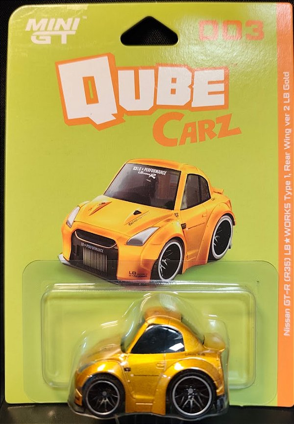 Nissan GT-R (R35) LB Works Type 1, Rear Wing ver 2 LB Gold - QZ00301-BL | Mini GT QUBE CARZ - Nº 003