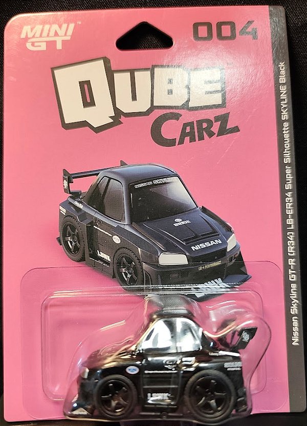 Nissan Skyline GT-R (R34) LB-ER34 Super Silhouette SKYLINE Black - QZ00401-BL | Mini GT QUBE CARZ - Nº 004
