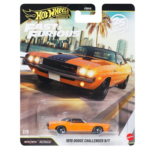 1970 Dodge Challenger R/T (2 Fast 2 Furious) - JHW64 | 02 de 05 | Mix 3 - 2026 | Fast & Furious (HNW46) | Premium | Hot Wheels