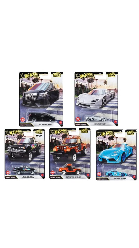 Set Completo Boulevard Nº 151 a 155 (2015 Toyota Alphard, Koenigsegg CC850, Datsun King Cab Baja Custom, 1967 Jeepster Commando e 2021 Toyota GR Supra) | Mix 3 - 2026 | Boulevard | Premium