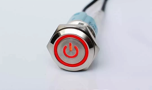 Botão Liga/desliga Led 12-24v Metal Inox 16mm - Vermelho