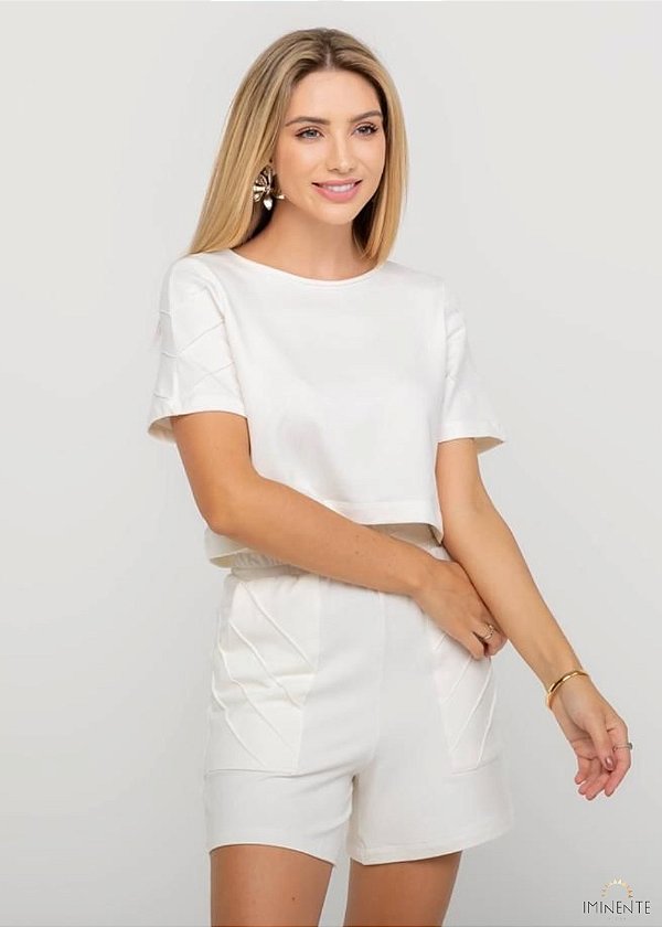 Conjunto Moletinho Soft Touch Cropped e Short