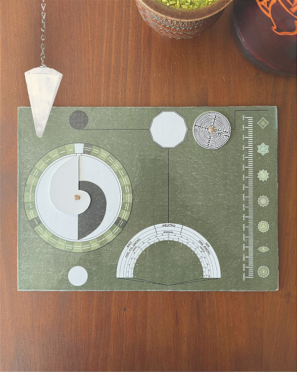 Combo Inicial - Mesa Radiônica com Régua Frequencial, Folha de Apoio e Pêndulo