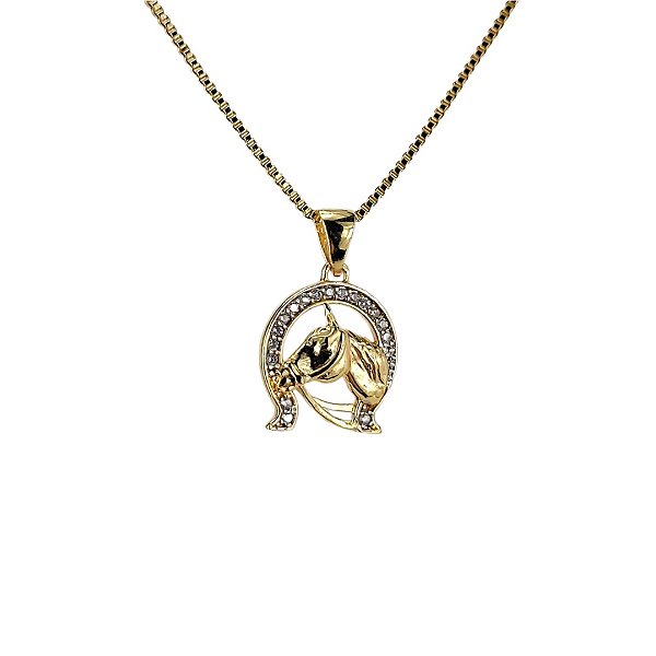 Colar Cabeça de Cavalo com Pedra Pequena