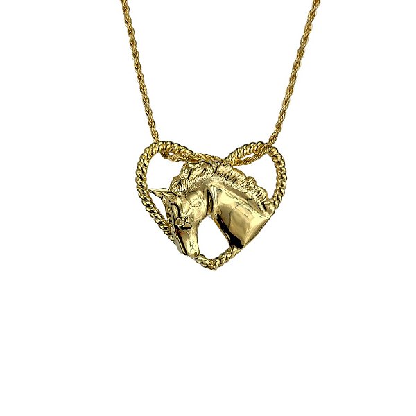 Colar Cabeça de Cavalo 3D Coração
