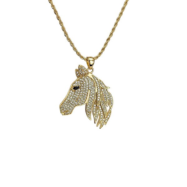 Colar Cabeça de Cavalo com 180 Pedras