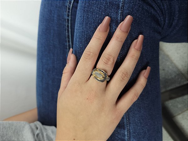 Anel Estilo Cinta  Grossa com Alça com  P&B