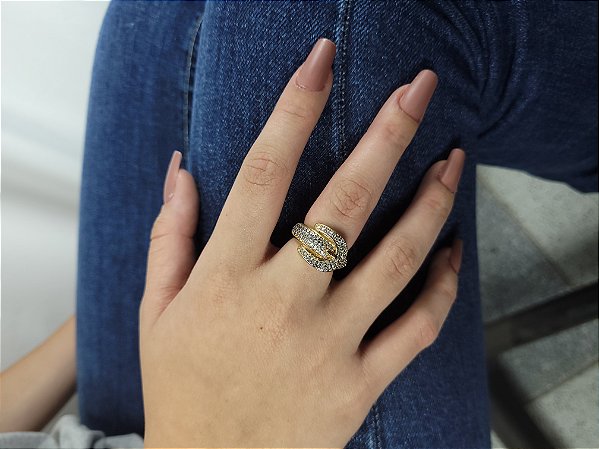 Anel Estilo Cinta  Grossa sem Alça com Branca