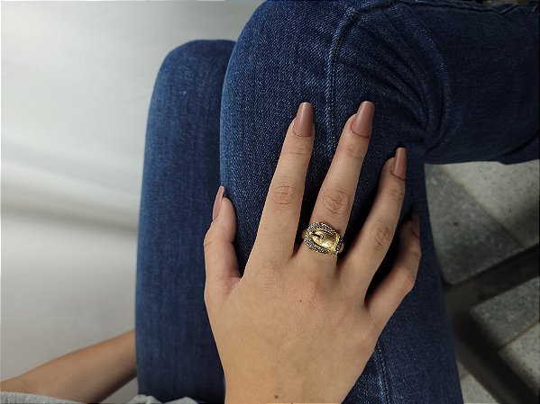 Anel Estilo Cinta  Grossa com Alça Pedras sem Pedras no meio