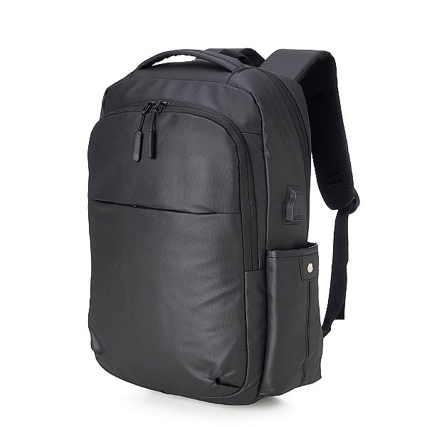 Mochila de Couro Sintético USB 20L Impermeável