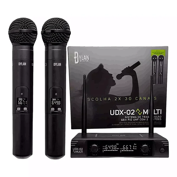 Microfone Dylan UDX-02 Multi Dinâmico Cardioide Sem Fio