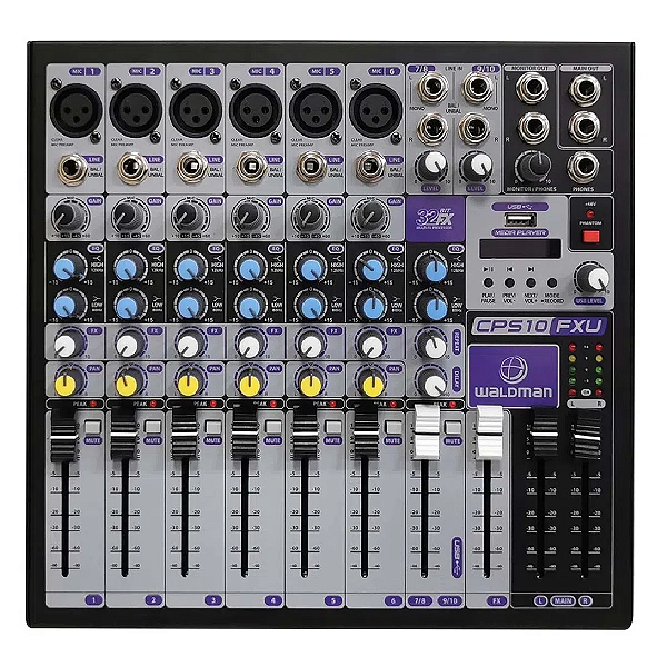 Mesa de som Waldman Clear Pod CP-10FXU de 10 Canais