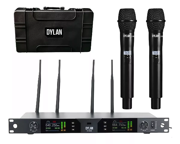 Microfone Dylan D-9500 Duplo Sem Fio True Diversity