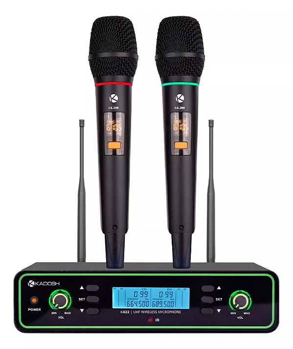 Microfone Kadosh K-422M Sem Fio Duplo Preto Uhf