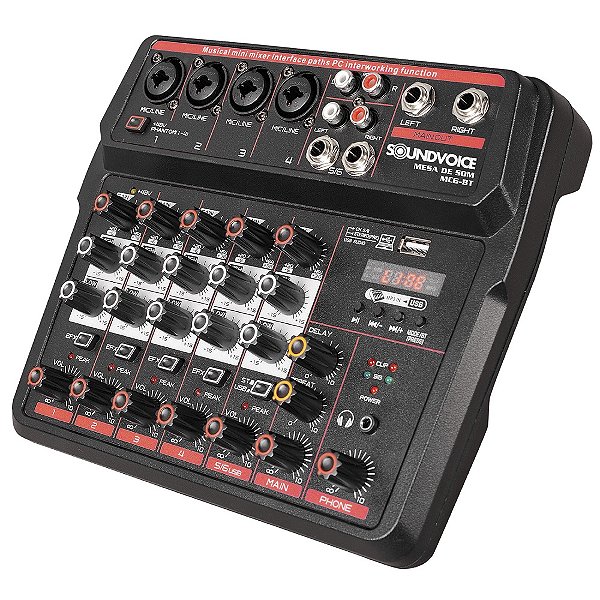 Mesa De Som Soundvoice MC6-BT 6 Canais, Bluetooth, Interface