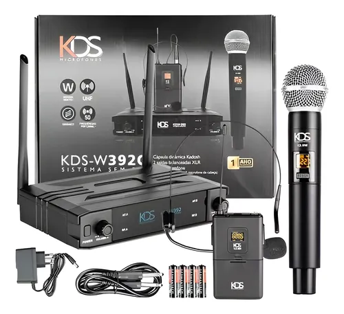 Microfone Kadosh K-392C Sem Fio De Mão Com Headset