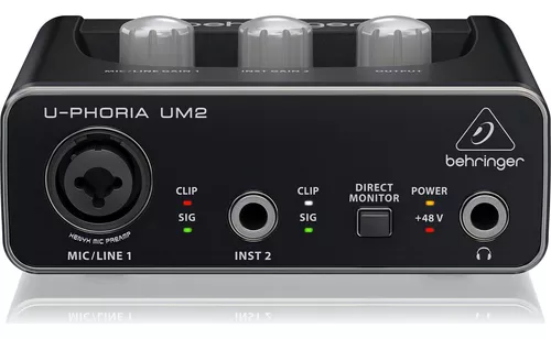 Interface De Áudio Behringer UM2 U-Phoria USB