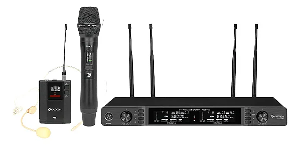 Microfone Sem Fio De Mão + Headset Kadosh K-622c Uhf Preto