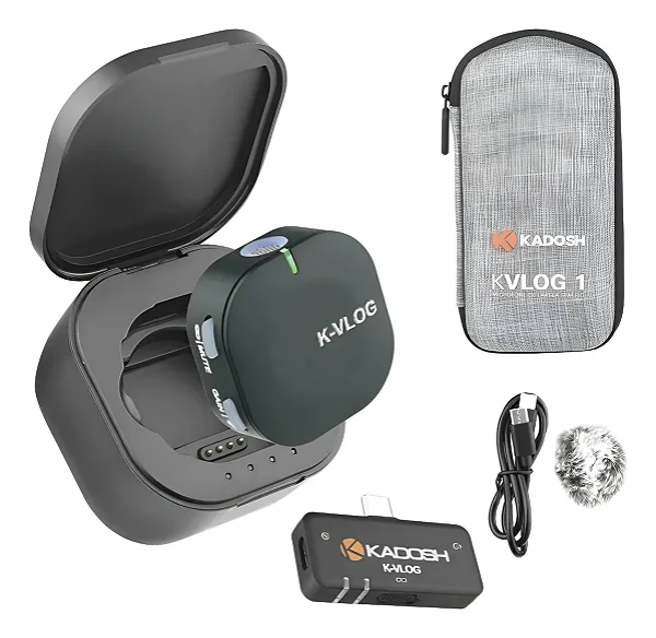 K-vlog 1 Microfone De Lapela Sem Fio Com Case Recarregável