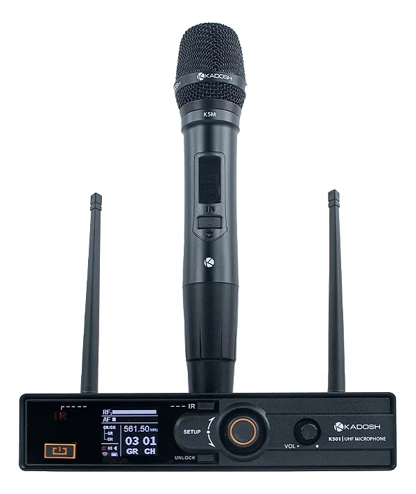 Microfone De Mão Kadosh K-501m B5 Sem Fio Preto