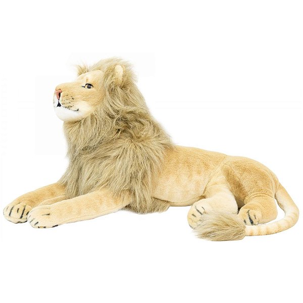 Leão de Pelúcia Realista Safari Grande 80cm - Fofy Toys