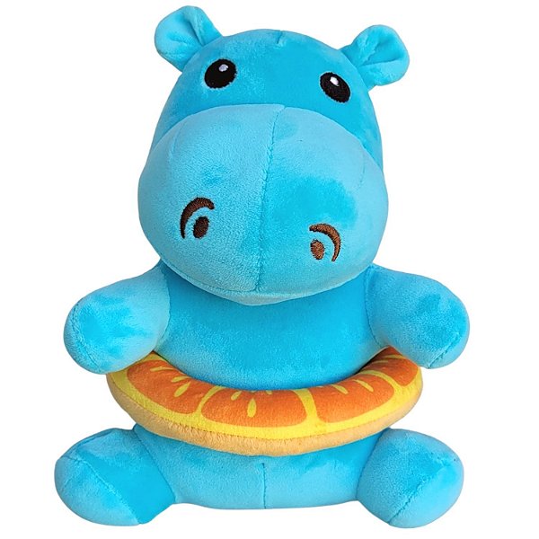 Hipopótamo de Pelúcia Bebê Com Boia Nicho Baby 26cm - Fizzy