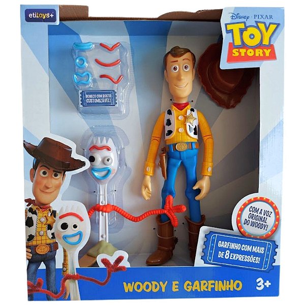 Boneco Woody Com Som Fala 14 Frases Garfinho Forky Toy Story