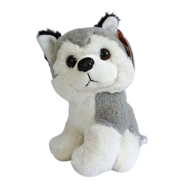 Cachorro Husky Siberiano de Pelúcia Filhote Sentado Bbr Toys