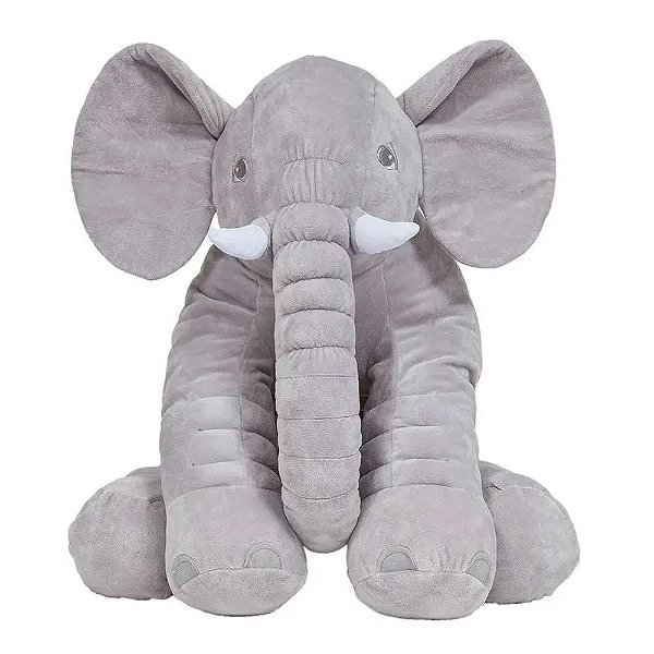 Almofada Elefante De Pelúcia Cinza Grande Travesseiro Bebê
