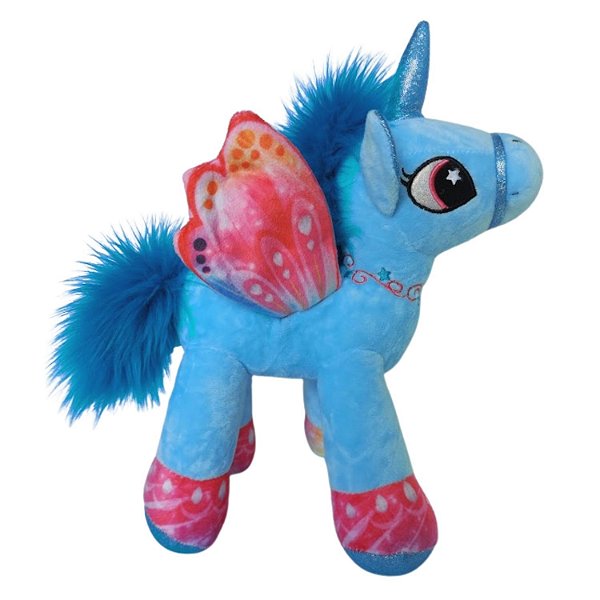 Unicórnio De Pelúcia Em Pé Com Asas Cor Azul Tiffany C Azul