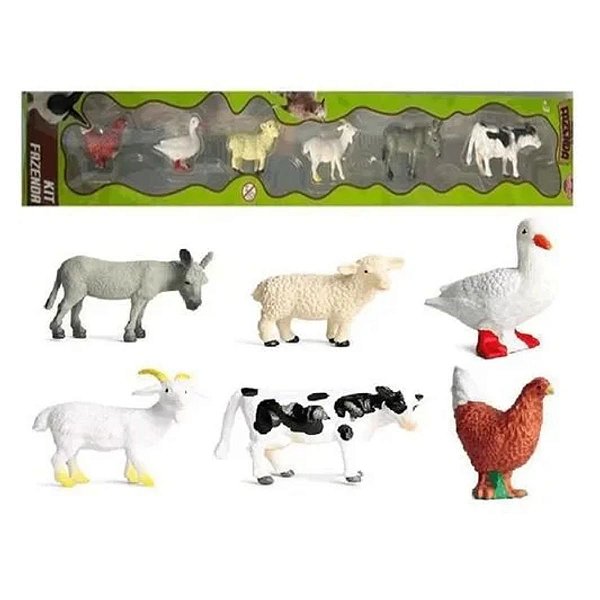 Kit Com 6 Animais da Fazenda Miniaturas Fazendinha - Toyng