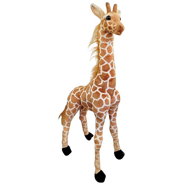 Girafa de Pelúcia Realista Grande 80cm Safari Articulada