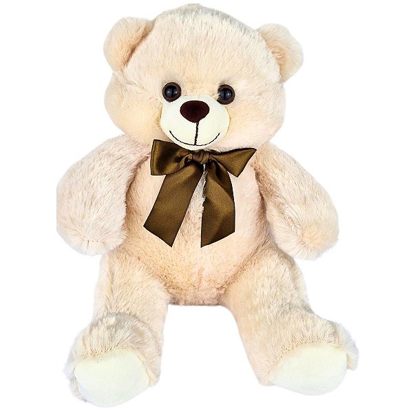 Urso Teddy de Pelúcia Com Laço 30cm Ursinho Bebê Nicho Bear