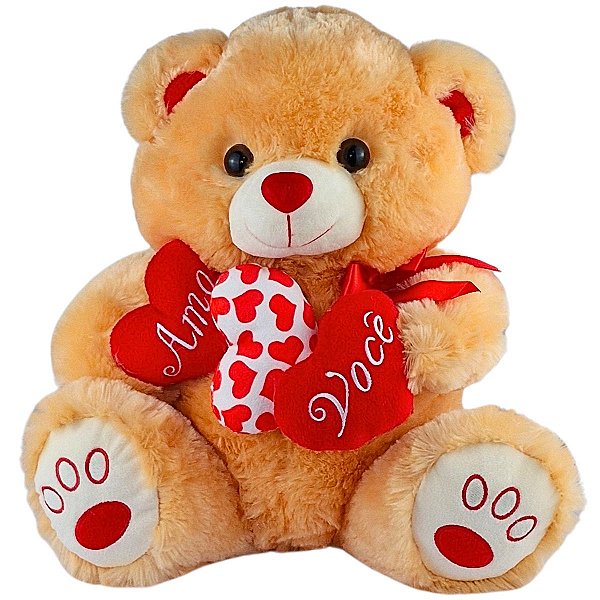 Urso de Pelúcia Grande Amo Você Coração Namorados Amor Luxo