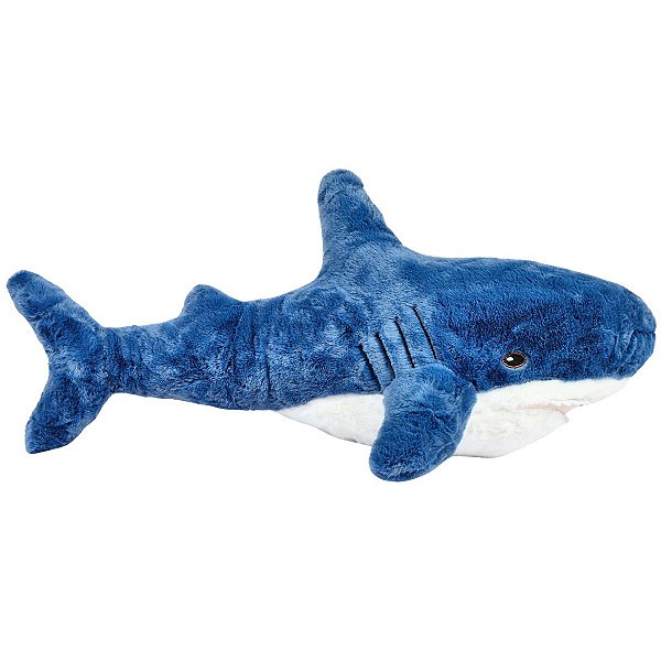Tubarão de Pelúcia Grande Shark Macio Decoração Mar Azul
