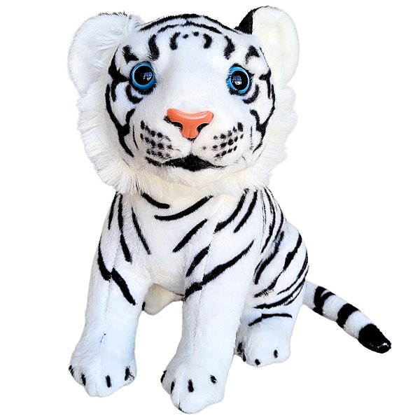 Pelúcia Realista Onça Leão Tigre Branco Filhote Safari Nicho