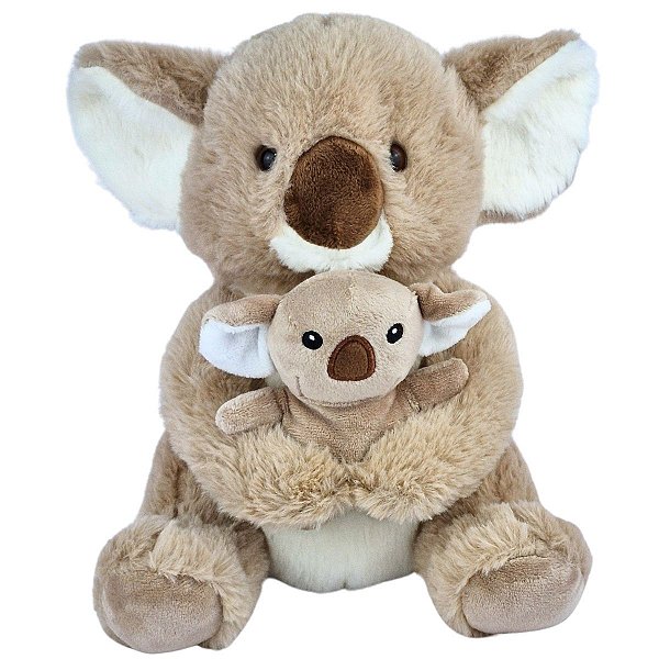 Coala de Pelúcia Com Filhote Nicho Bebê Safari Antialérgica