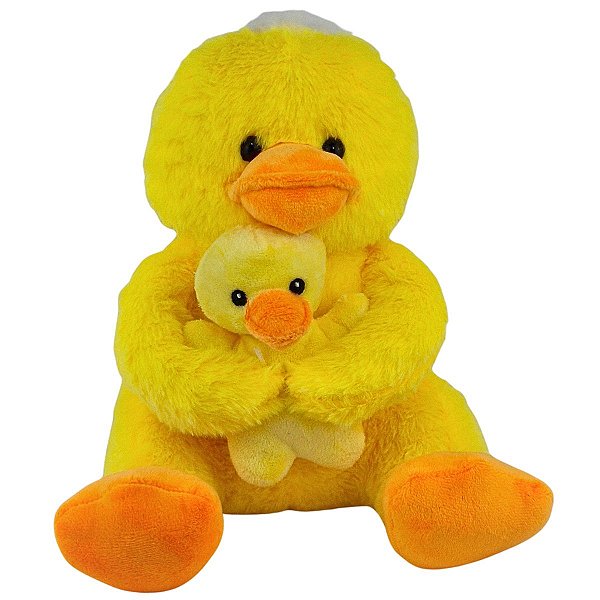 Pato de Pelúcia Com Filhote Bebê Nicho Patinho Fazenda